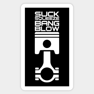 'Suck, Squeeze, Bang and Blow' Automotive Piston Engine Tee Sticker